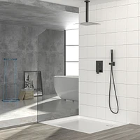 Streamdale Furniture 12" Rain Shower Head Systems, Matte Black, Ceiling Mounted Shower