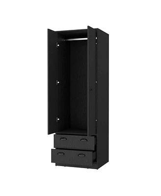 Simplie Fun Westminster 2-Door 2-Drawer Armoire With Hanging Rod Black