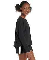 adidas Big Girls Cotton Long-Sleeve Crewneck Graphic T-Shirt