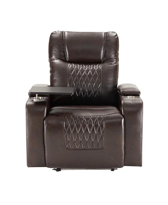 Simplie Fun Brown Power Motion Recliner with Usb Charging and Storage