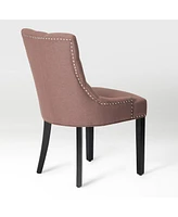 WestinTrends Upholstered Wingback Button Tufted Dining Chair Set of 2