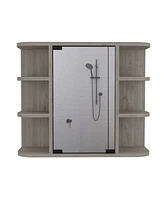 Streamdale Furniture Roseburg 6-Shelf Medicine Cabinet With Mirror Light Grey