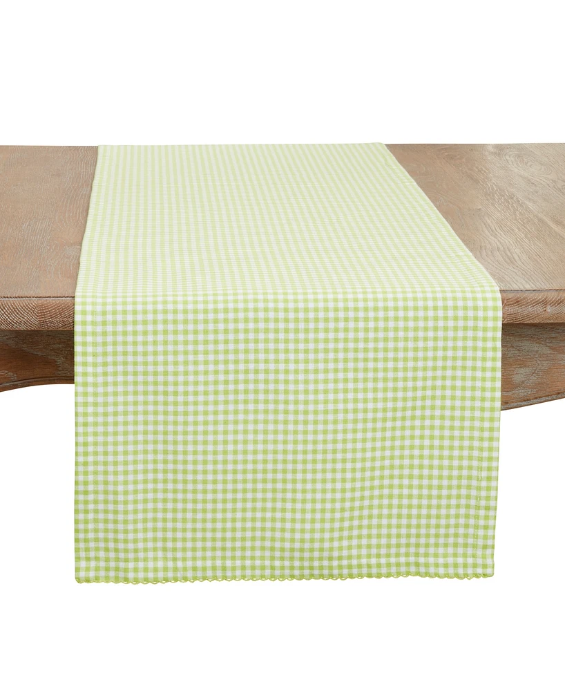 Saro Lifestyle Traditional Gingham Table Runner, 16"x72"