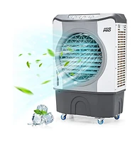Slickblue 4-in-1 Industrial Evaporative Air Cooler Fan with 12 Gallon Tank and Wheels-Grey