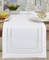 Saro Lifestyle Classic Hemstitch with Embroidered Border Table Runner