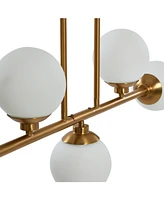 Robert Stevenson Lighting Lorne - Metal and Frosted Glass 5-Light Chandelier Brushed Gold