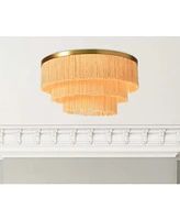 Storied Home 13.75" Round Flush Mount Fringe Light Fixture