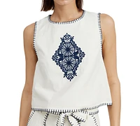 En Saison Women's Dawson Whipstitched Embroidered Top