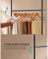 Slickblue Middle Rod Clothing Rack for Hanging Clothes with Shelf, Wheels, Height Adjustable