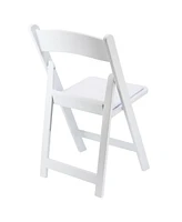 Elama 4 Piece Plastic Folding Resin Chair in White with Removable Seat Pad