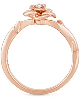 Diamond Accent Rose Belle Ring in Rose Gold-Plated Sterling Silver - Rose Gold