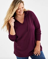 Style & Co Plus Waffle-Knit Hoodie Tunic, Created for Macy's