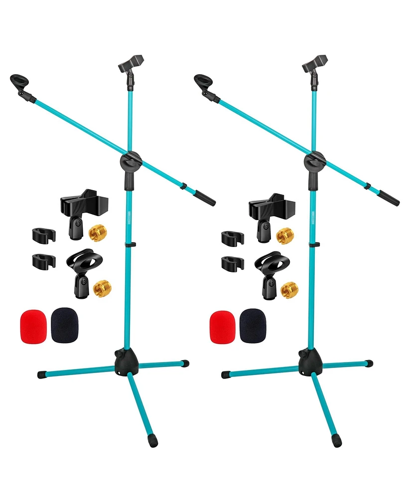 5 Core Microphone Stand 2Pc Height Adjustable 31 to 59" Dual Metal Mic Tripod Stand w Boom Arm - Ms Dbl G Sky Blu 2pcs