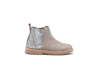 Childrenchic Girls Glitter and Suede Chelsea Boots Taupe