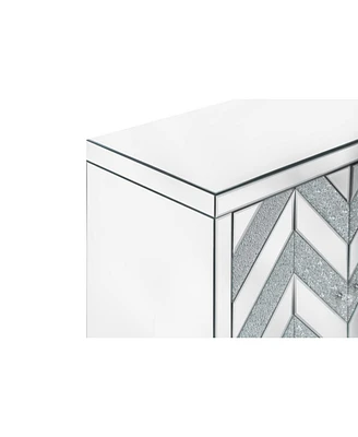 Simplie Fun Mirror-trimmed diamond design storage cabinet for any room