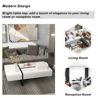Contemporary Rectangle Design Living Room Furniture, Modern High Gloss Surface Cocktail Table