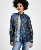 Free People Women's Flower Patch Cotton Button-Front Top