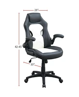 Office Chair Upholstered 1 Piece Comfort Chair Relax Gaming Office Chair Work Black And White Color