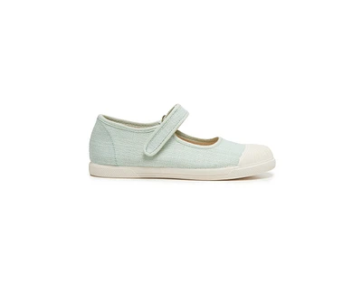 Childrenchic Girls Linen Mary Jane Sneakers in Mint