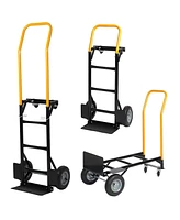 Hand Truck Dual Purpose 2 Wheel Dolly Cart And 4 Wheel Push Cart With Swivel Wheels 330 Lbs