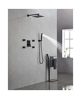 Streamdale Furniture Shower System, 10-Inch Full Body Shower System With Body Jets, Square Rainfall Shower