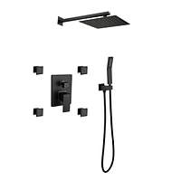 Streamdale Furniture Shower System, 10-Inch Full Body Shower System With Body Jets, Square Rainfall Shower