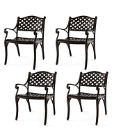 Pcs Cast Aluminum Patio Chairs Set of All Weather Outdoor Dining Chairs with Armrests