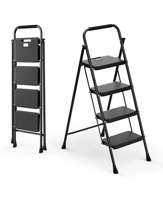 Costway Folding Step Ladder Portable 4 with Safety Handrails & Anti-Slip Pedals