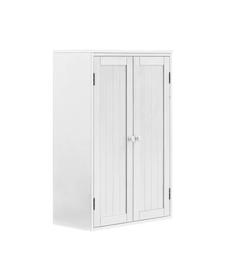 Simplie Fun Bathroom Storage Cabinet Freestanding Wooden Floor Cabinet With Adjustable Shelf