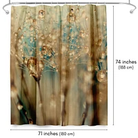 71x74 Botanical Shower Curtain - Droplets Of Gold by Ingrid Beddoes