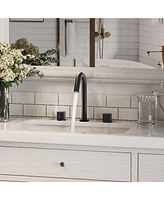 Mondawe Deck Mounted 8 Inch Widespread Double-Handle Bathroom Faucet in Brushed Nickel for Bathroom, Vanity, Laundry