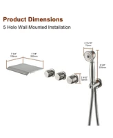 Mondawe 3-Handle Waterfall Wide-Spray High Pressure Tub and Shower Faucet Brushed Nickel With Valve