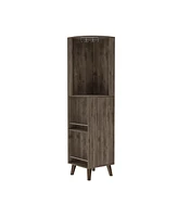 Simplie Fun Durham 1-Drawer 2-Shelf Corner Bar Cabinet Dark Brown