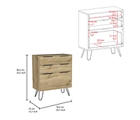 Augusta Dresser, Hairpin Legs, Three Drawers, Superior Top - Light Oak