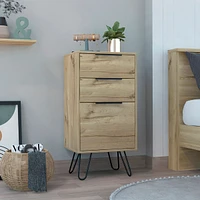 Streamdale Furniture Augusta Light Dresser, Hairpin Legs, Superior Top, Three Drawers - Light Oak