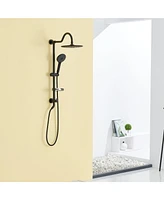 Mondawe 8 Inch Top Spray with Lifting Rod included Wall Mount Exposed Bathroom Shower System Showerheads in Matte Black