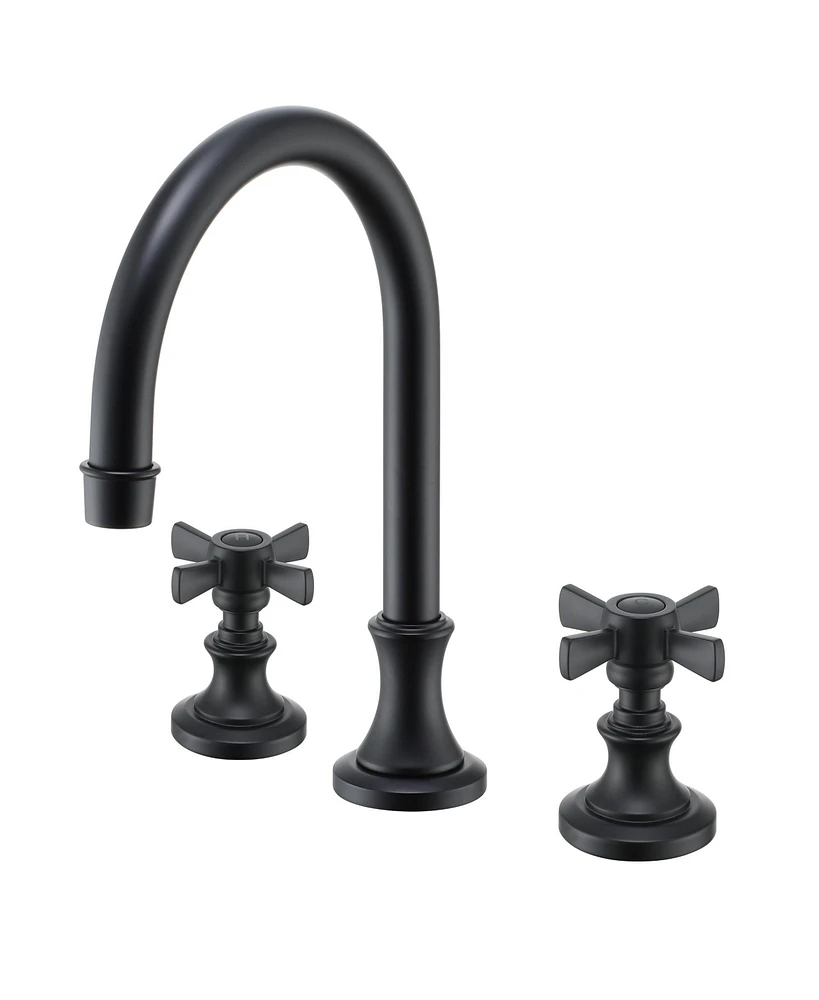 Mondawe Bathroom Faucets for Sink 3 Hole, 8 Inch Widespread Faucet 2 Handles Mid-Arc Kitchen with cUPC Flexible Hose