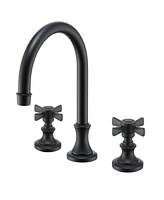 Mondawe Bathroom Faucets for Sink 3 Hole, 8 Inch Widespread Faucet 2 Handles Mid-Arc Kitchen with cUPC Flexible Hose