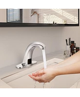 Mondawe Single Hole Touchless Bathroom Sink Faucet Sensor Basin Faucet with Deck Plate
