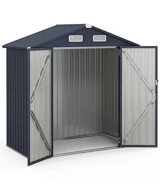 Costway 6.3' x 3.5' Outdoor Storage Shed with 4 Vents Lockable Doors Waterproof & Windproof