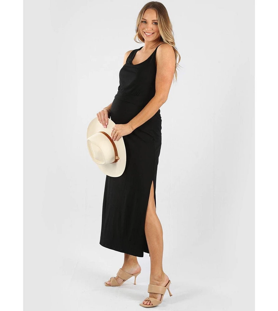 Angel Maternity Nursing Maxi Dress Black