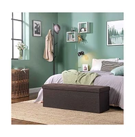 Slickblue Ottoman Bench Folding Storage Chest Foot Rest Stool With Wooden Divide