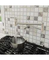 Mondawe Wall-mounted Double Handle 360 Degree Pot Filler Kitchen Faucet for Kitchen