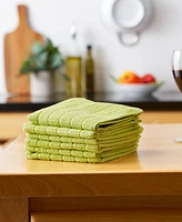 Design Imports Basic Terry Collection Solid Windowpane Dishcloth Set, 12x12", Avocado, 6 Count