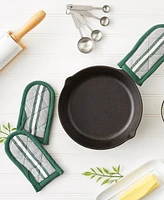 Design Imports Double Strip Chef Kitchen Cooking Baking Collection, Pan Handle Set, 6x3, Dark Green, 3 Piece