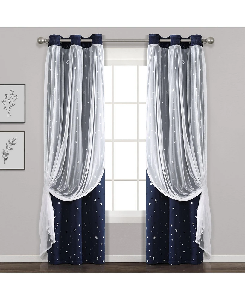 Lush Decor Star Sheer Insulated Grommet Blackout Window Curtain Panels