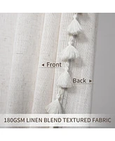 Caromio Tassels Linen Blend Fabric Shower Curtain, 72" x