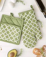 Design Imports Lattice Basics Collection Kitchen Essentials, Oven Mitt Potholder Set, Antique Green, 2, Piece