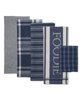 Design Imports Everyday Collection Foodie Kitchen Set, Dishtowel Dishcloth, French Blue, 5 Piece