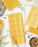 Design Imports Assorted Woven Kitchen Set, Dishtowel, 18x28", Dishcloth, 13x13", Honey Gold, 5 Piece